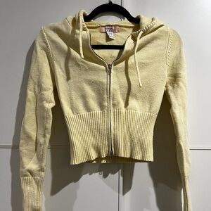 Yellow Cropped Hoodie